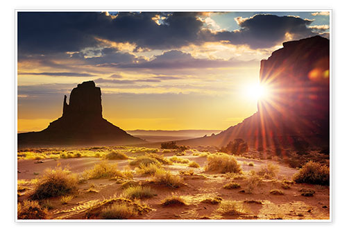 Poster Zonsondergang in Monument Valley, VS