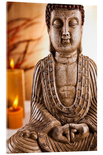 Acrylglasbild Buddha-Statue mit Kerzen