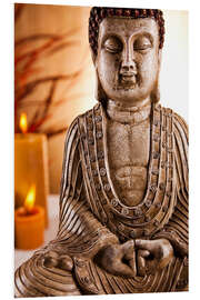 Stampa su PVC Buddha statue with candles