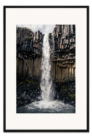 Gerahmter Kunstdruck Svartifoss, Schwarzer Wasserfall, Island