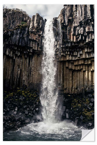 Selvklebende plakat Svartifoss, Black waterfall, Iceland