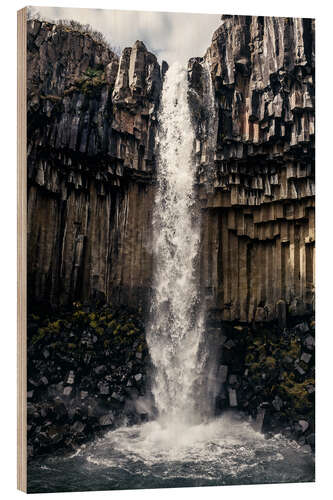 Wood print Svartifoss, Black waterfall, Iceland