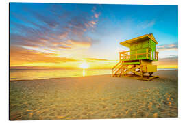 Aluminiumtavla Miami Beach with lifeguard tower