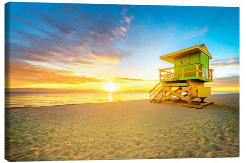 Canvas print Miami Beach with lifeguard tower