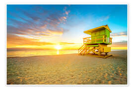 Poster Miami Beach with lifeguard tower