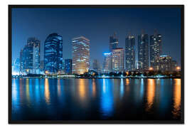Gerahmter Kunstdruck Bangkok City Downtown in der Nacht