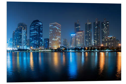 Tableau en PVC Bangkok city downtown at night