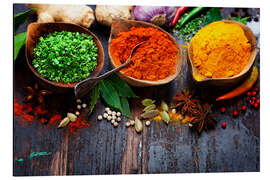 Aluminium print Colorful spices diversity