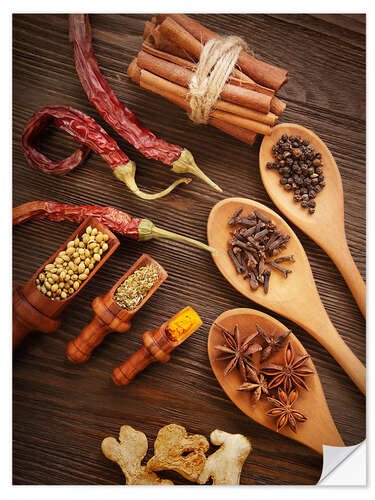 Selvklebende plakat Spices Still Life