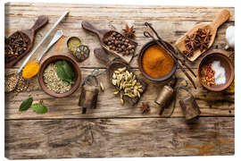 Canvas print  Spices and kitchen utensils
