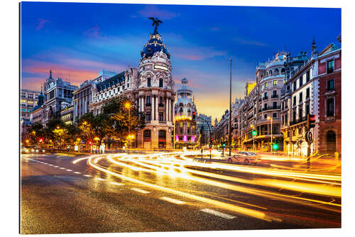 Gallery Print Einkaufsstraße in Madrid bei Nacht