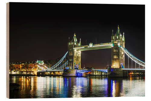 Holzbild Tower Bridge in der Nacht