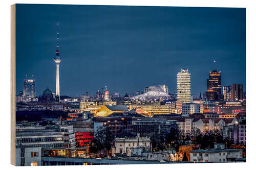 Wood print Potsdamer Platz Berlin at Night