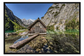 Gerahmter Kunstdruck Bootshaus am See - Berchtesgadener Land