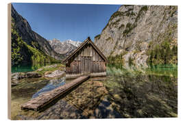 Wood print Boathouse at the lake, Bavaria