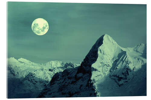 Acrylglasbild Vollmond am Eiger