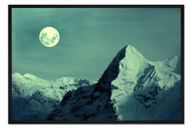 Gerahmter Kunstdruck Vollmond am Eiger
