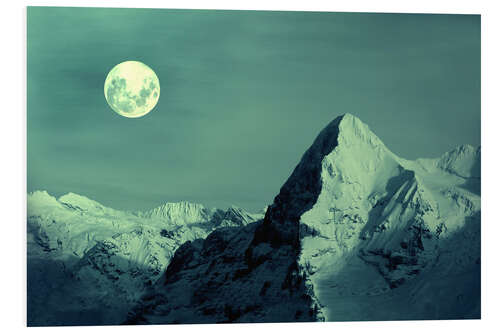 Tableau en PVC Pleine Lune sur l'Eiger