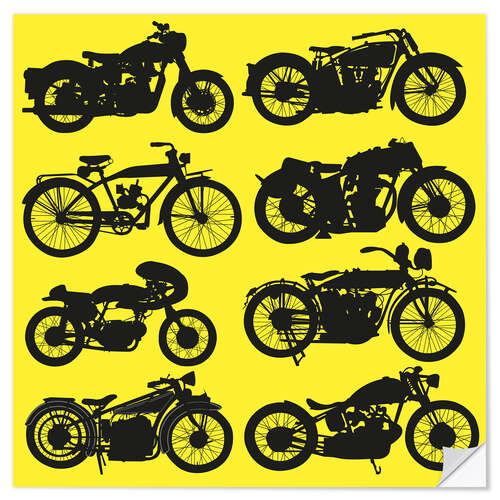 Selvklebende plakat Motorbikes