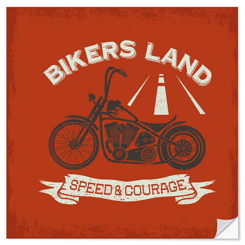 Selvklebende plakat Bikers Land