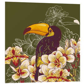 Foam board print Toucan olive