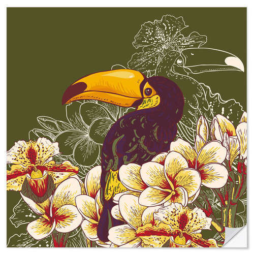 Sticker mural Toucan olive