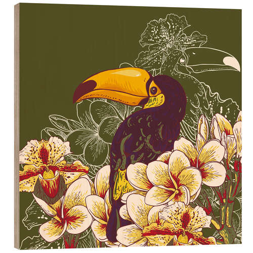 Puutaulu Toucan olive