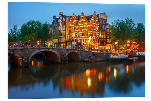 Stampa su PVC Night city view of Amsterdam