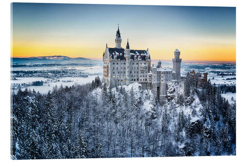 Acrylglas print Neuschwanstein in the snow