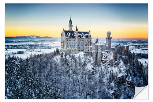Sticker mural Château de Neuschwanstein sous la neige