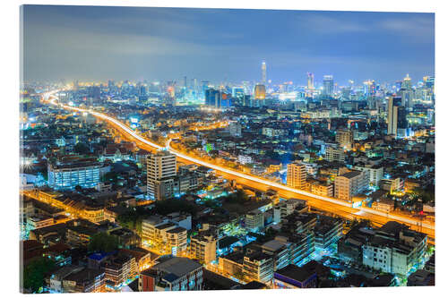 Acrylglasbild Bangkok Innenstadt-Skyline nachts