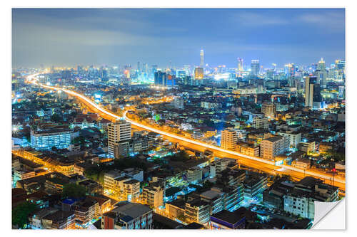 Sticker mural Bangkok downtown Skyline at night