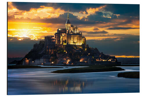 Quadro em alumínio Mount Saint-Michel at sunset