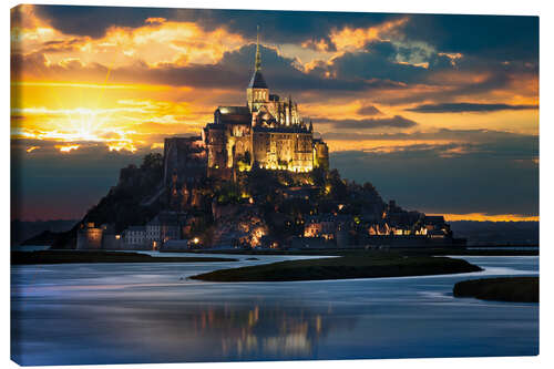 Canvas print Mount Saint-Michel at sunset