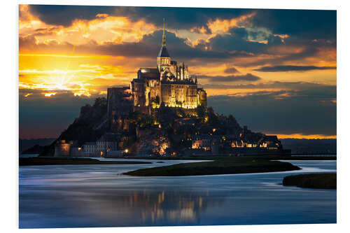 Hartschaumbild Le Mont-Saint-Michel bei Sonnenuntergang