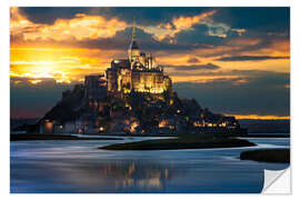 Sticker mural Le Mont-Saint-Michel au coucher du soleil 