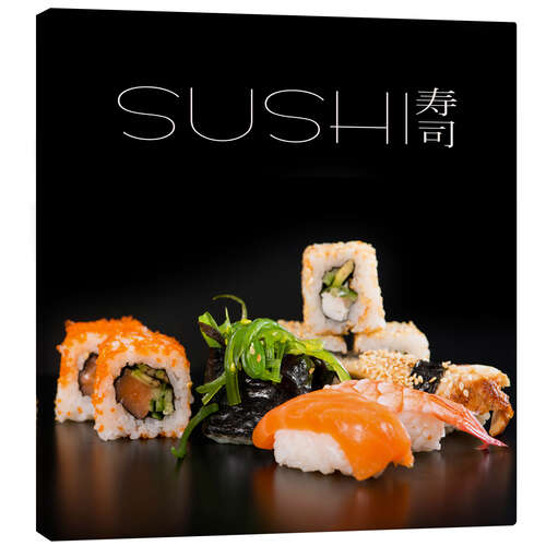 Canvas print Sushi on black