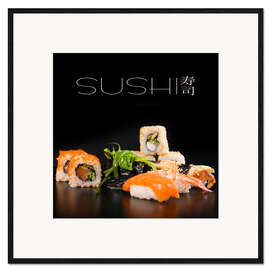 Framed art print Sushi on black