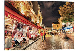 Tableau en plexi-alu Les rues de Montmartre la nuit