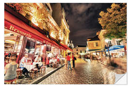 Selvklebende plakat Montmartre streets at night