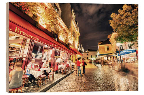 Quadro de madeira Ruas de Montmartre à noite