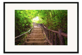 Gerahmter Kunstdruck Treppe zum Wald, Erawan Nationalpark