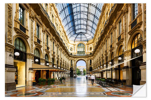 Selvklebende plakat Glass dome of Galleria Vittorio Emanuele in Milan, Italy