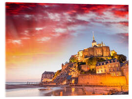 Acrylic print  Stunning sunset over Mont Saint Michel