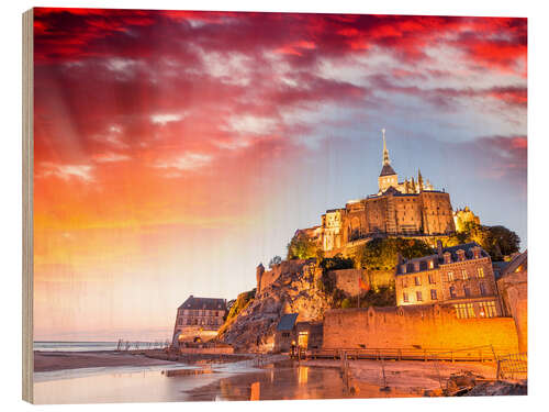 Hout print Stunning sunset over Mont Saint Michel