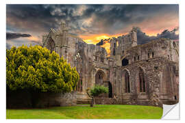 Selvklebende plakat Ruins of an old monastery in Scotland