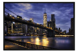Gerahmter Kunstdruck New York City - schöner Sonnenaufgang über Manhattan