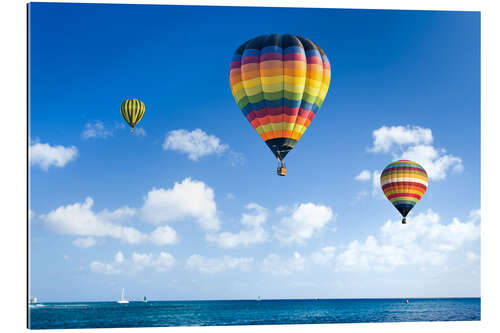 Gallery print Colorful hot air balloons on the blue sea