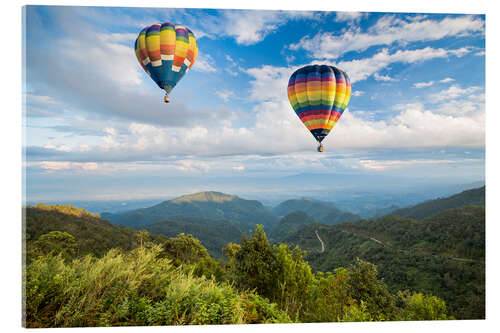 Akrylbilde Hot air balloon over the mountains