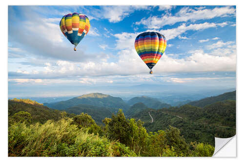 Naklejka na ścianę Hot air balloon over the mountains